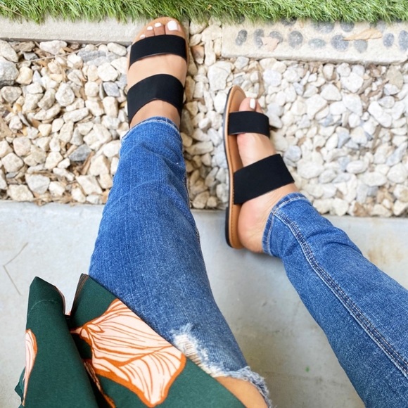 🌿2/$12   Black Nubuck Double band Sandals - Picture 5 of 5